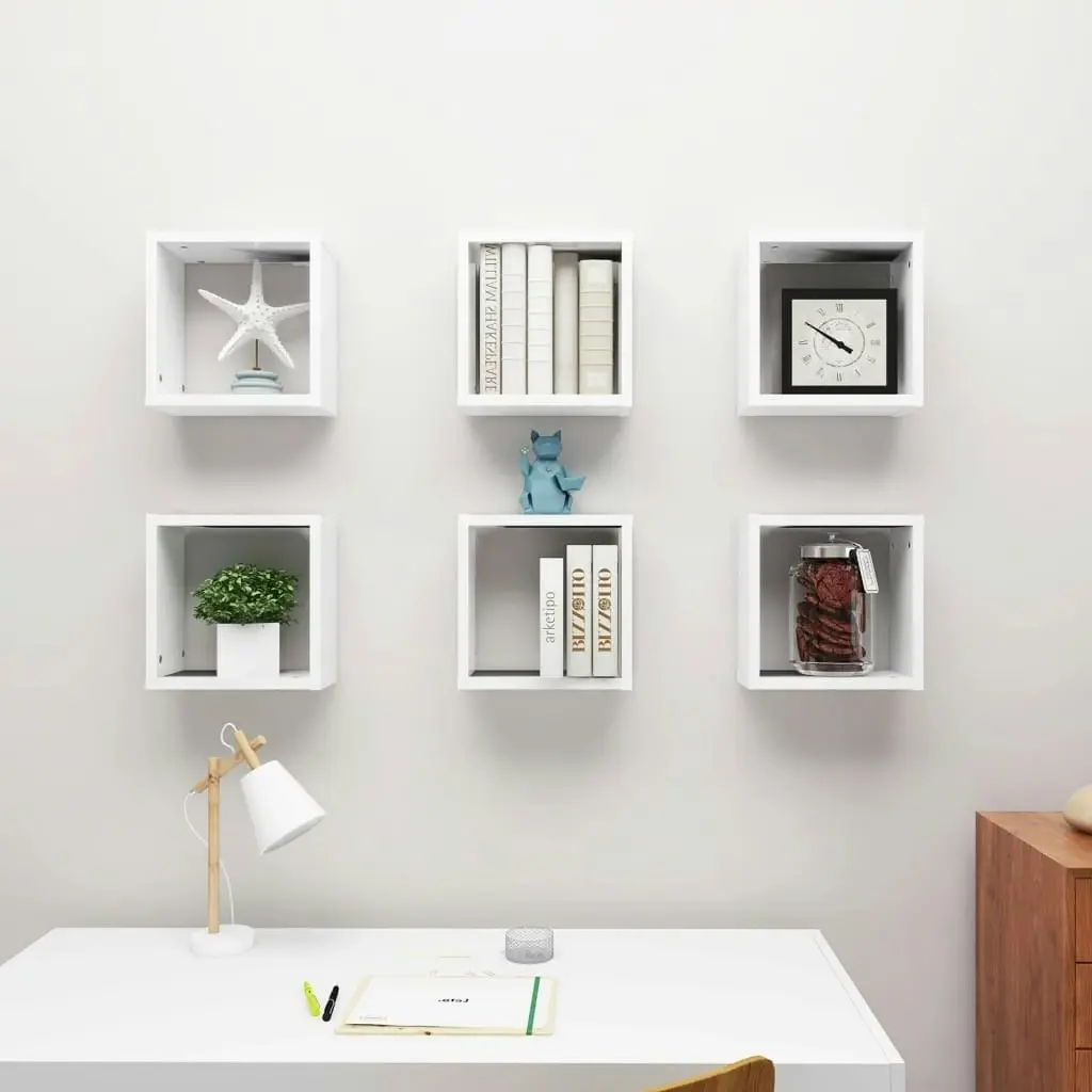 Wall Cube Shelves 6 pcs White 30x15x30 cm 807000