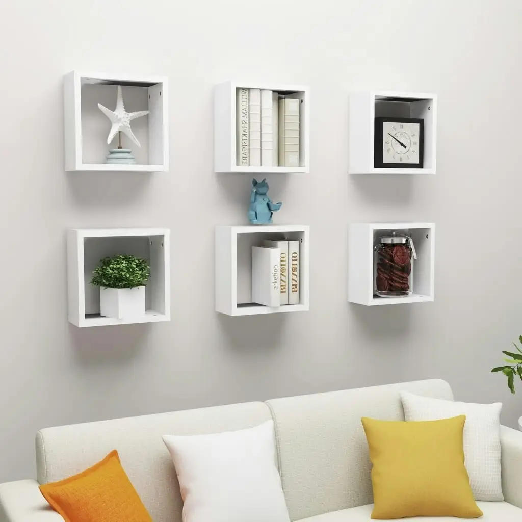 Wall Cube Shelves 6 pcs White 30x15x30 cm 807000