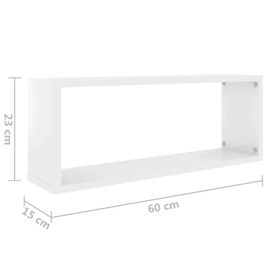 Wall Cube Shelves 4 pcs High Gloss White 60x15x23 cm Engineered Wood 807152