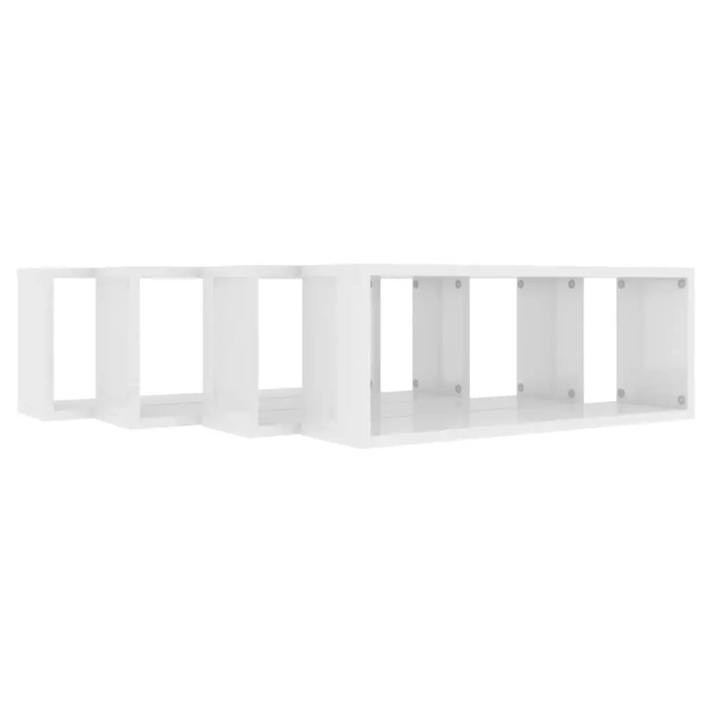 Wall Cube Shelves 4 pcs High Gloss White 60x15x23 cm Engineered Wood 807152