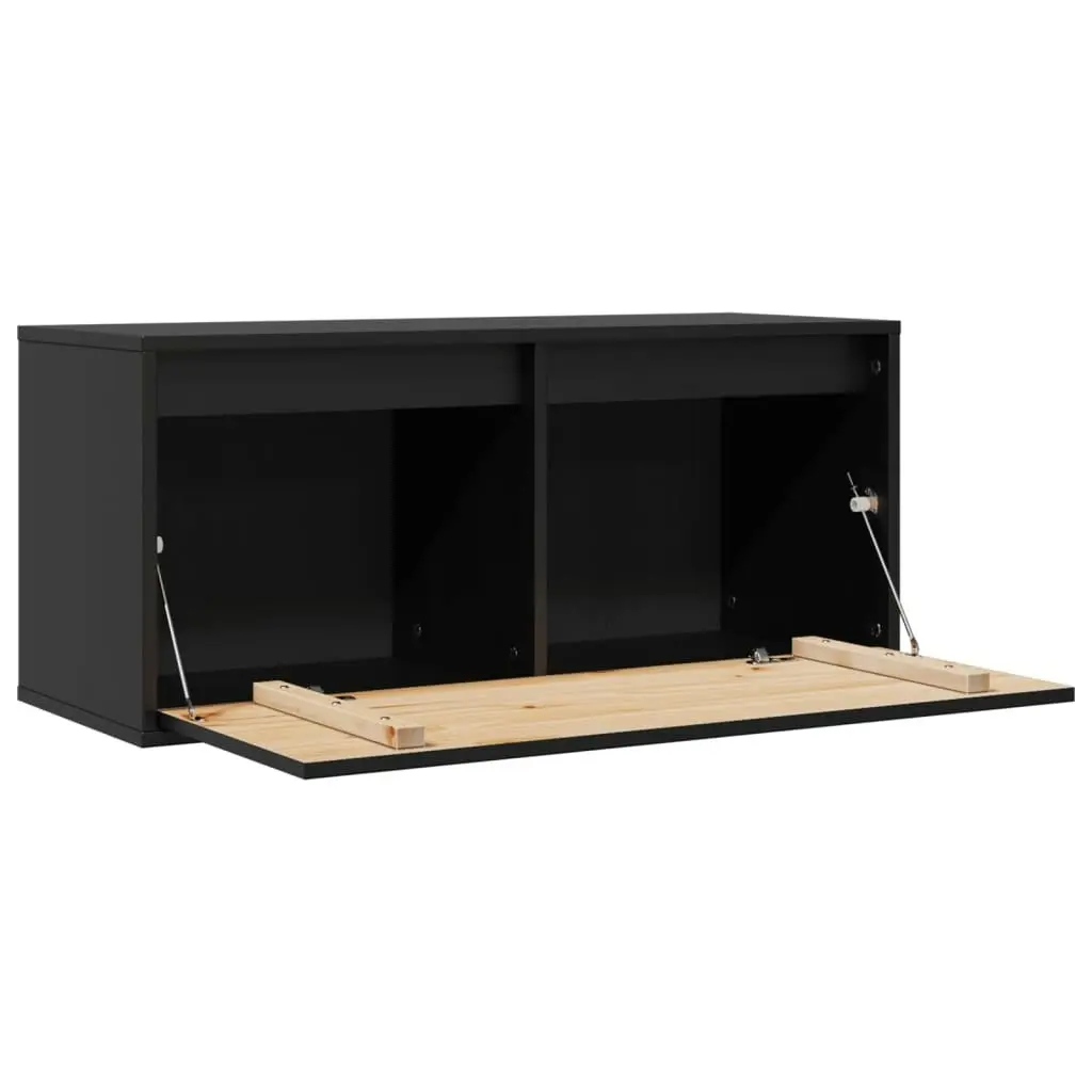 Wall Cabinet Black 80x30x35 cm Solid Wood Pine 813463