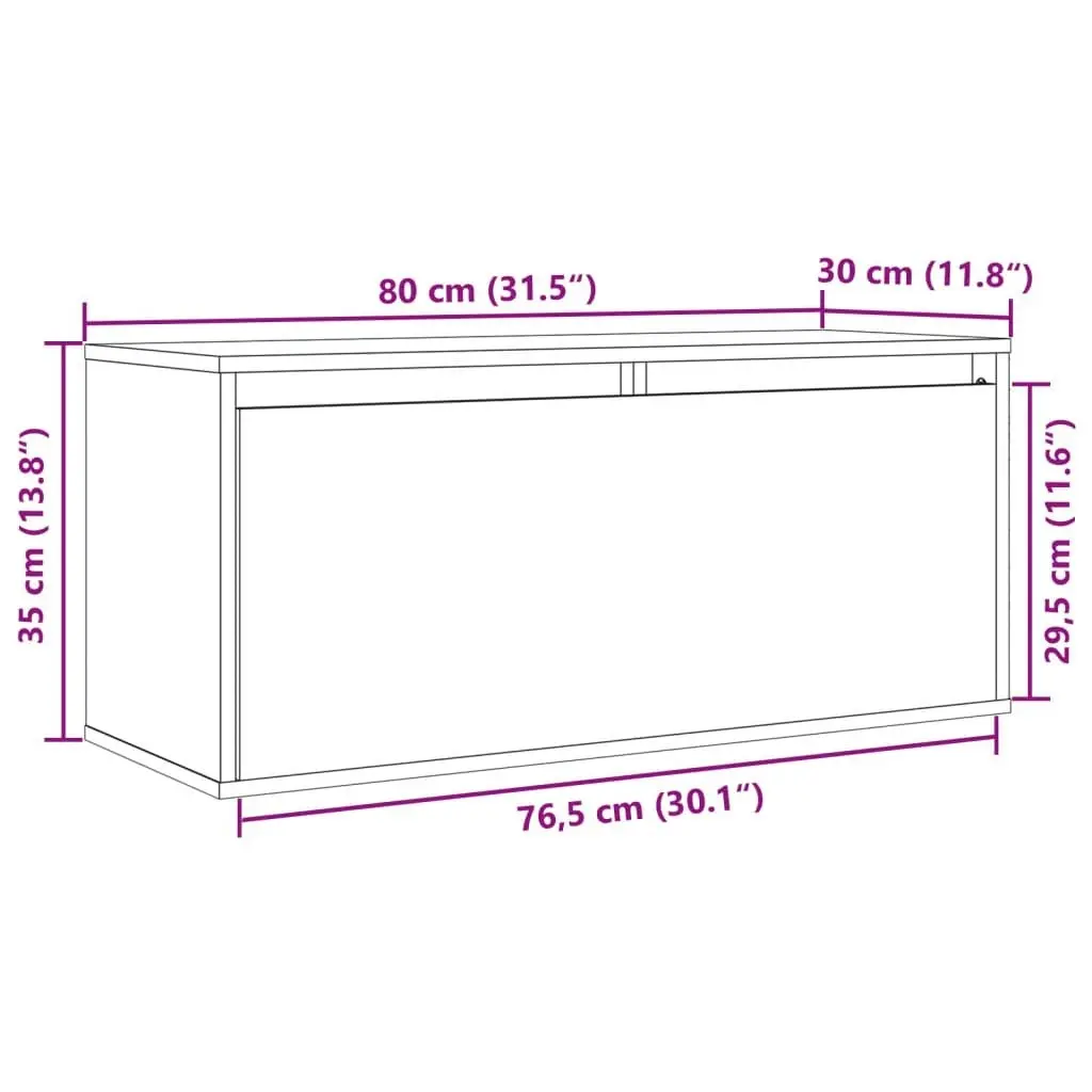 Wall Cabinet Black 80x30x35 cm Solid Wood Pine 813463