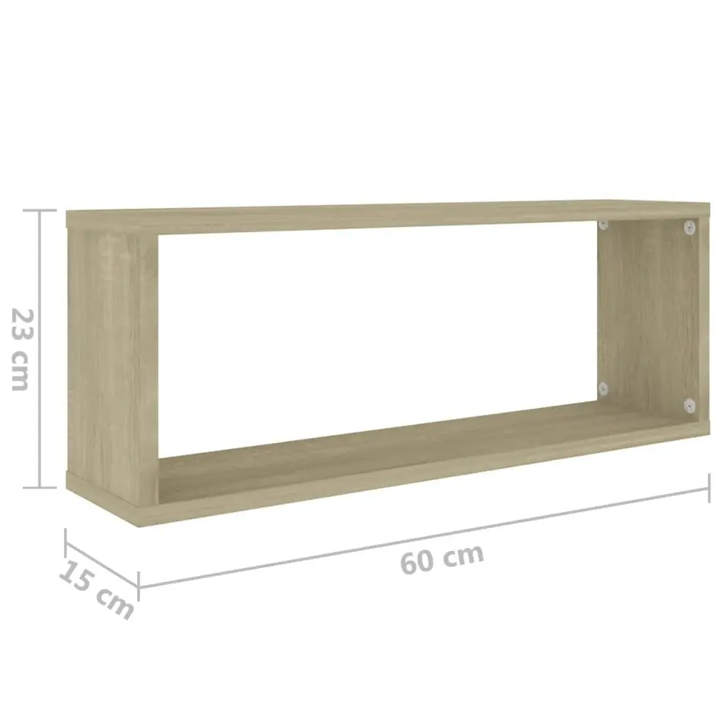 Wall Cube Shelves 4 pcs Sonoma Oak 60x15x23 cm Engineered Wood 807143