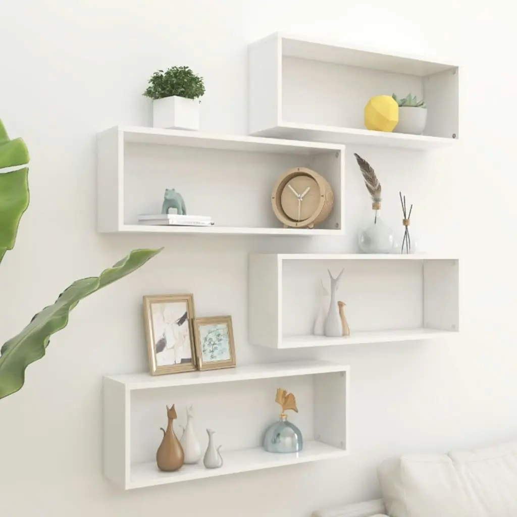 Wall Cube Shelves 4 pcs White 60x15x23 cm Engineered Wood 807134