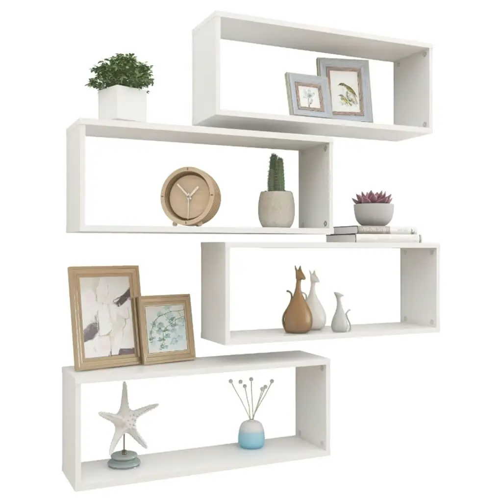 Wall Cube Shelves 4 pcs White 60x15x23 cm Engineered Wood 807134