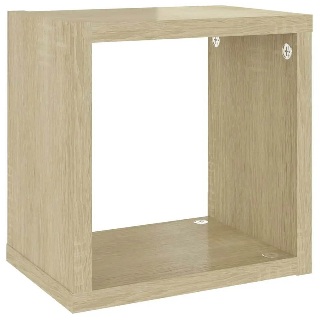 Wall Cube Shelves 4 pcs White and Sonoma Oak 22x15x22 cm 807068