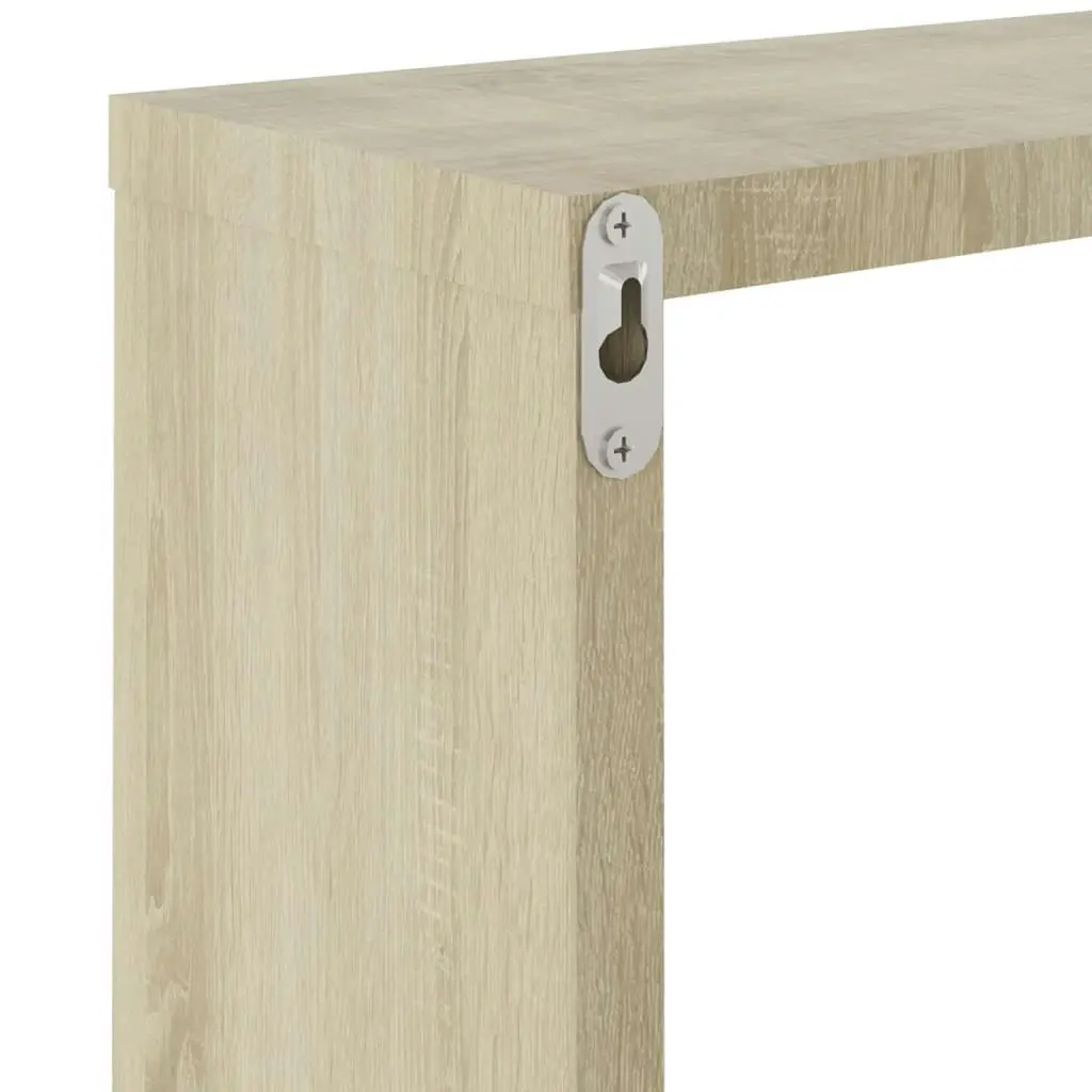 Wall Cube Shelves 4 pcs White and Sonoma Oak 30x15x30 cm 807014