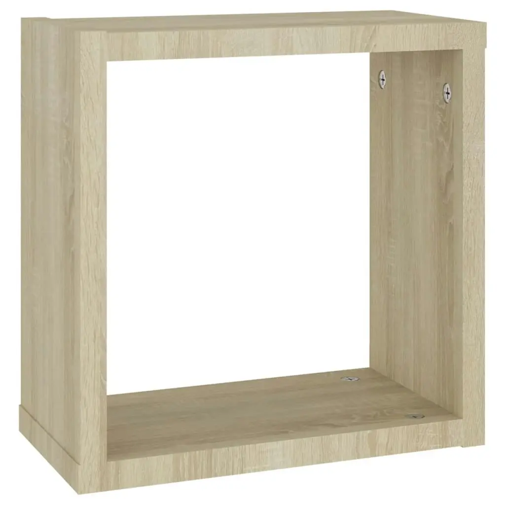 Wall Cube Shelves 4 pcs White and Sonoma Oak 30x15x30 cm 807014