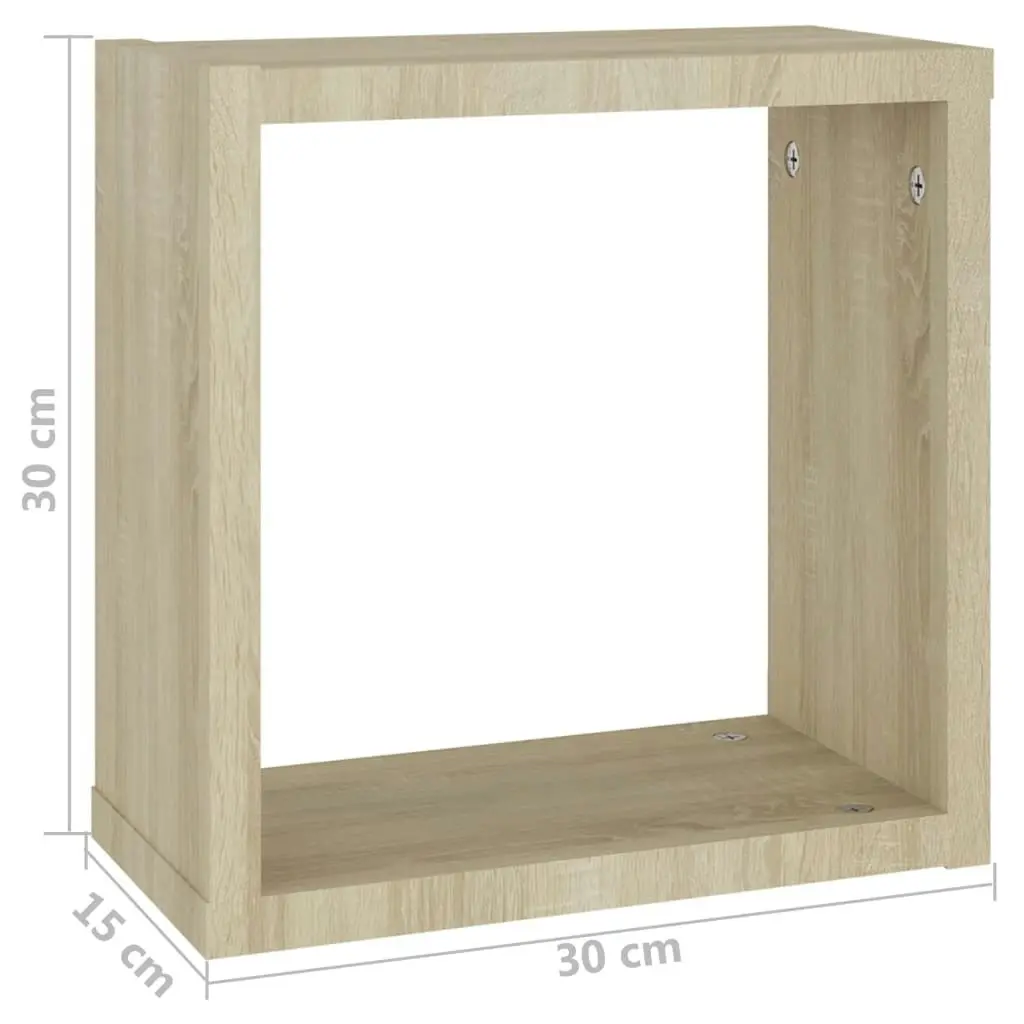 Wall Cube Shelves 4 pcs White and Sonoma Oak 30x15x30 cm 807014