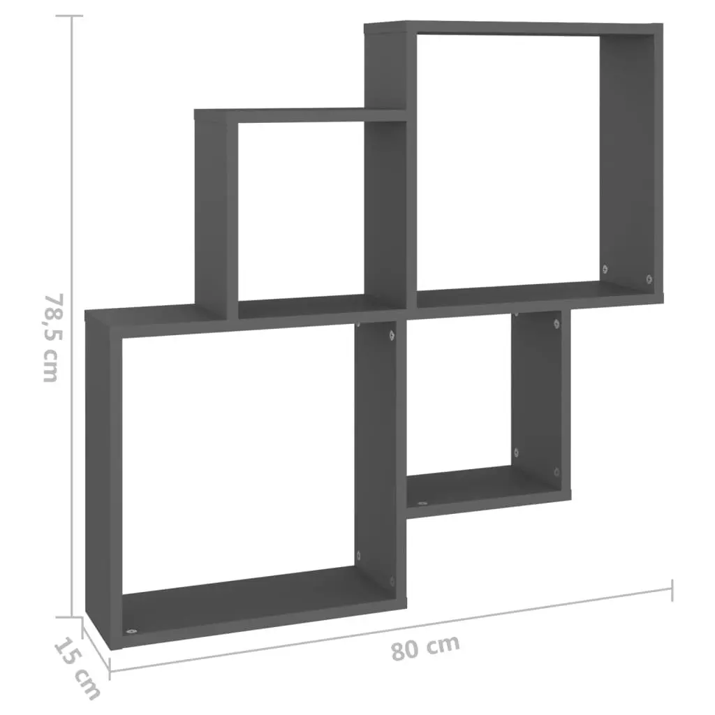 Wall Cube Shelf Grey 80x15x78.5 cm Engineered Wood 807261