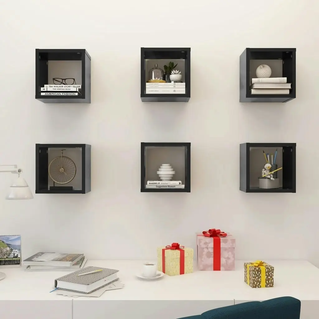 Wall Cube Shelves 6 pcs Grey 22x15x22 cm 807060