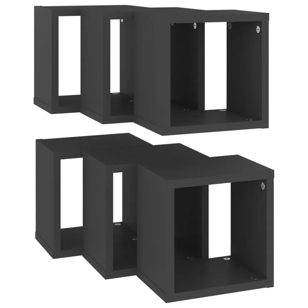 Wall Cube Shelves 6 pcs Grey 22x15x22 cm 807060