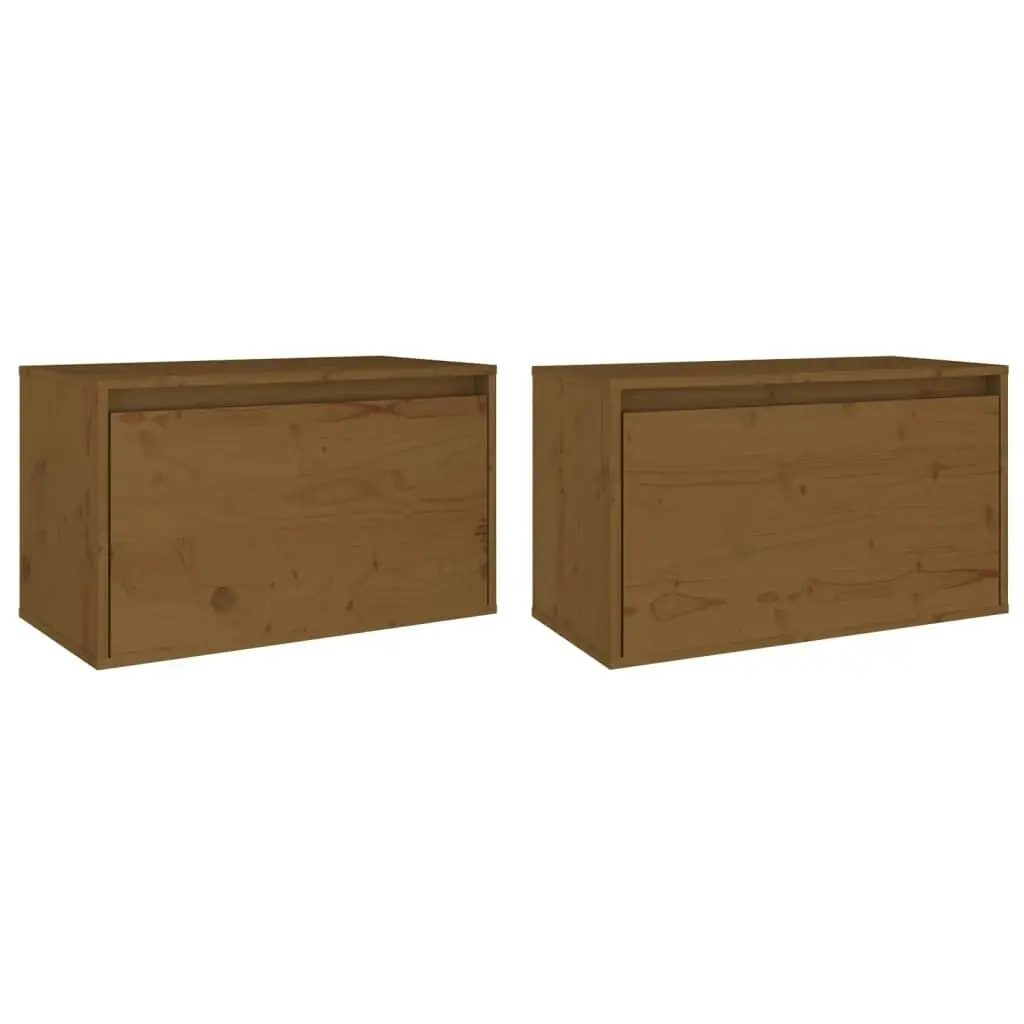 Wall Cabinets 2 pcs Honey Brown 60x30x35 cm Solid Wood Pine 813452