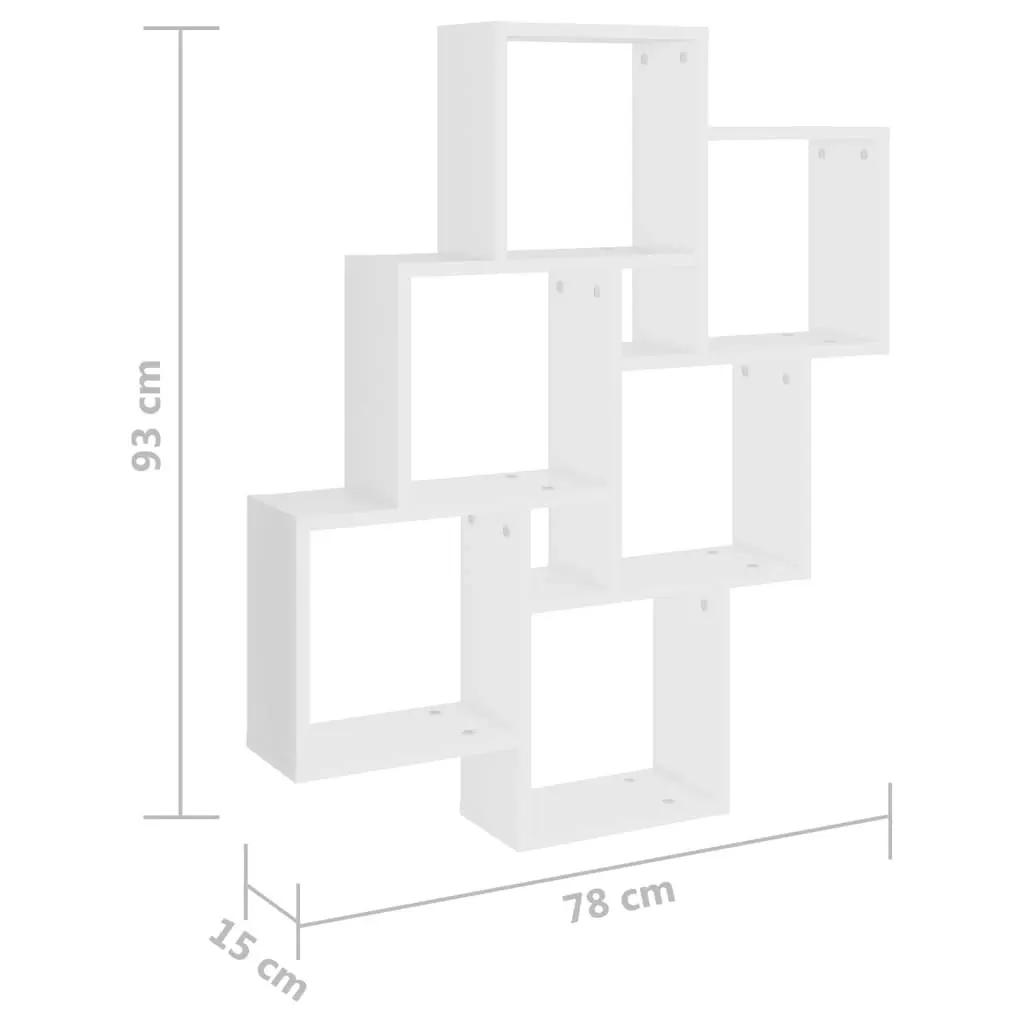 Wall Cube Shelf White 78x15x93 cm Engineered Wood 807169