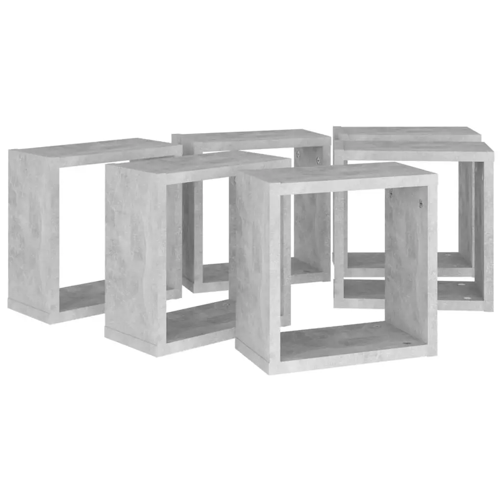 Wall Cube Shelves 6 pcs Concrete Grey 30x15x30 cm 807012