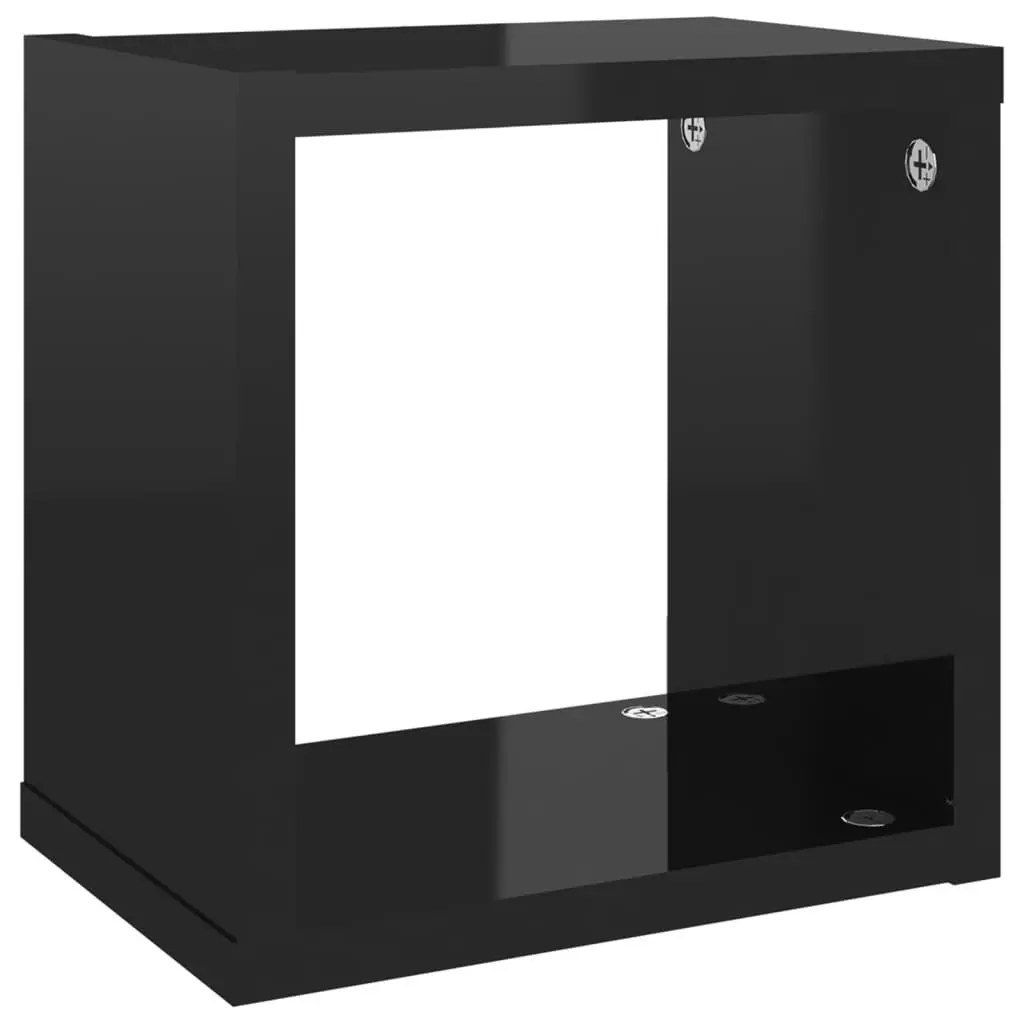 Wall Cube Shelves 6 pcs High Gloss Black 22x15x22 cm 807075