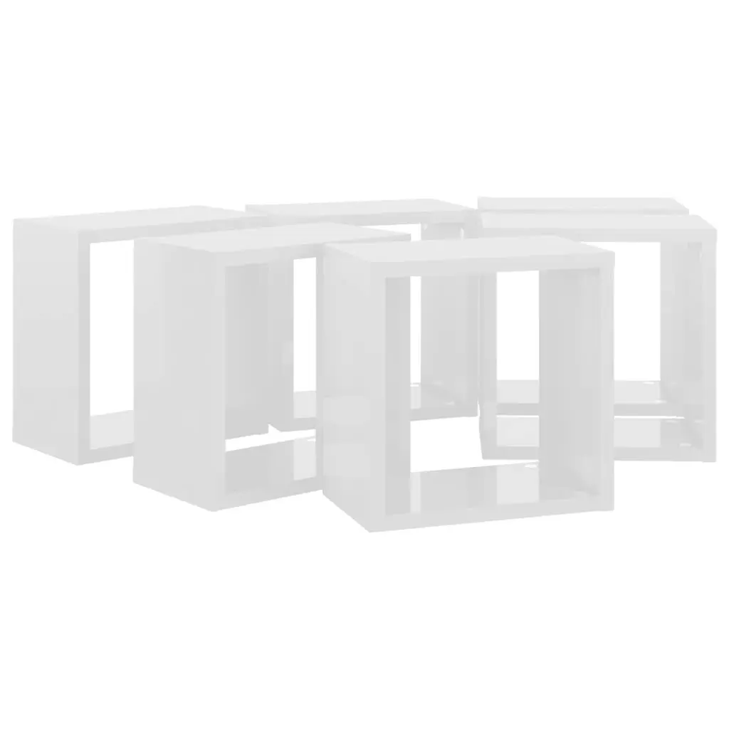 Wall Cube Shelves 6 pcs High Gloss White 26x15x26 cm 807045