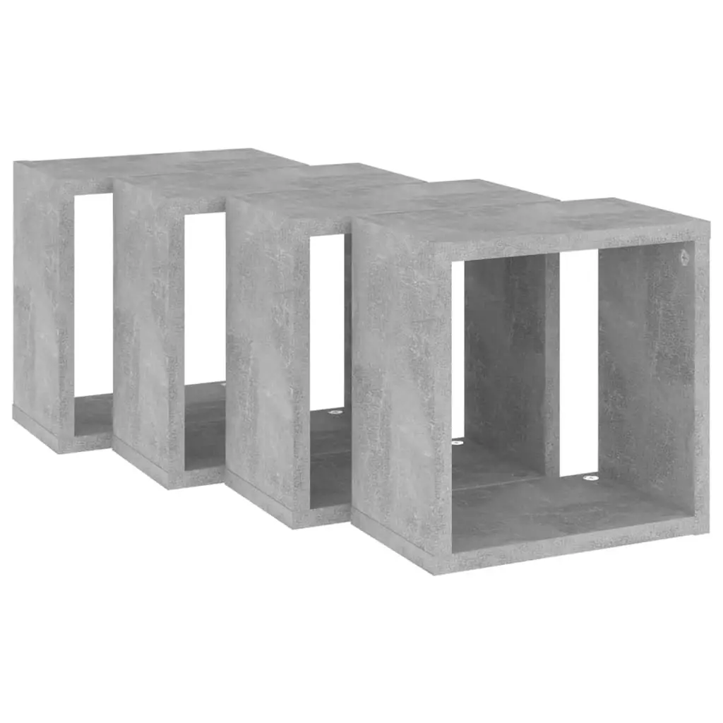 Wall Cube Shelves 4 pcs Concrete Grey 26x15x26 cm 807038