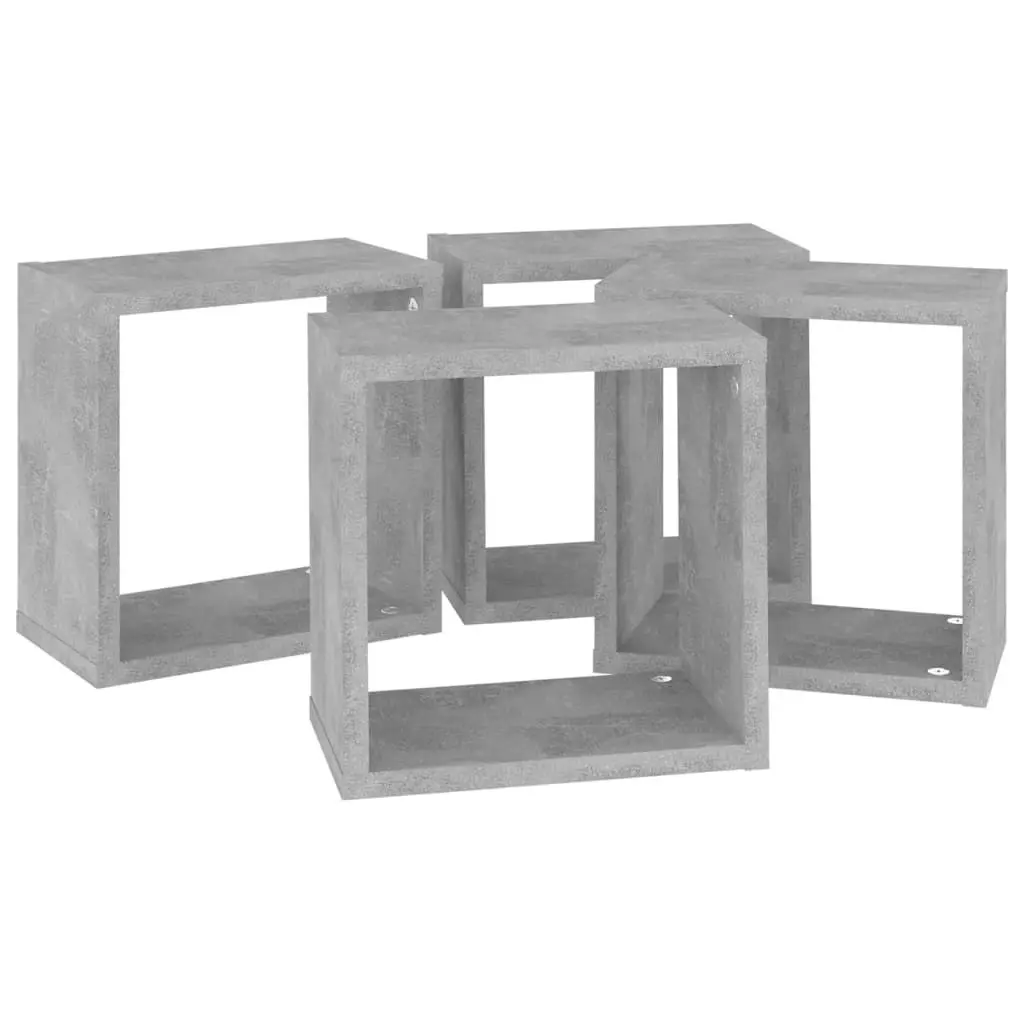 Wall Cube Shelves 4 pcs Concrete Grey 26x15x26 cm 807038