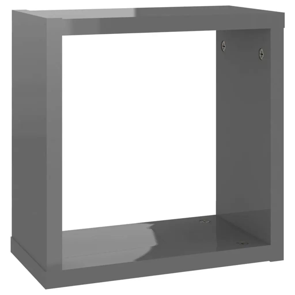 Wall Cube Shelves 4 pcs High Gloss Grey 30x15x30 cm 807023