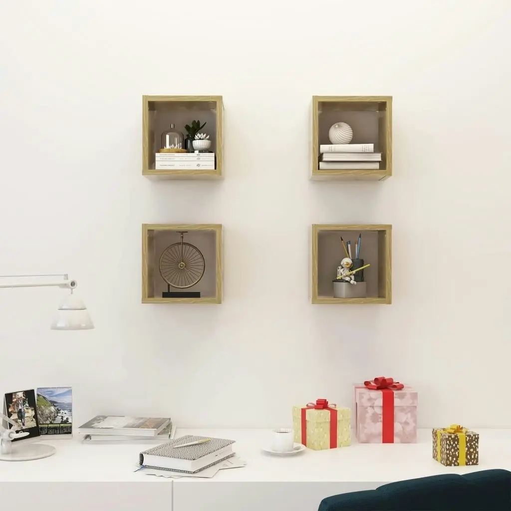 Wall Cube Shelves 4 pcs Sonoma Oak 22x15x22 cm 807062