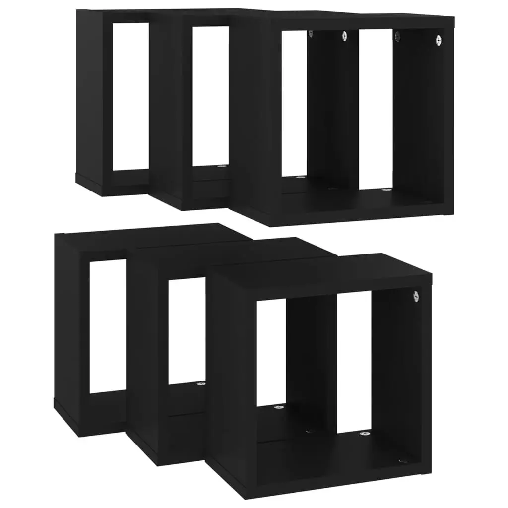 Wall Cube Shelves 6 pcs Black 26x15x26 cm 807030