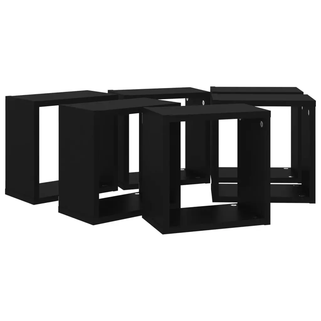 Wall Cube Shelves 6 pcs Black 26x15x26 cm 807030