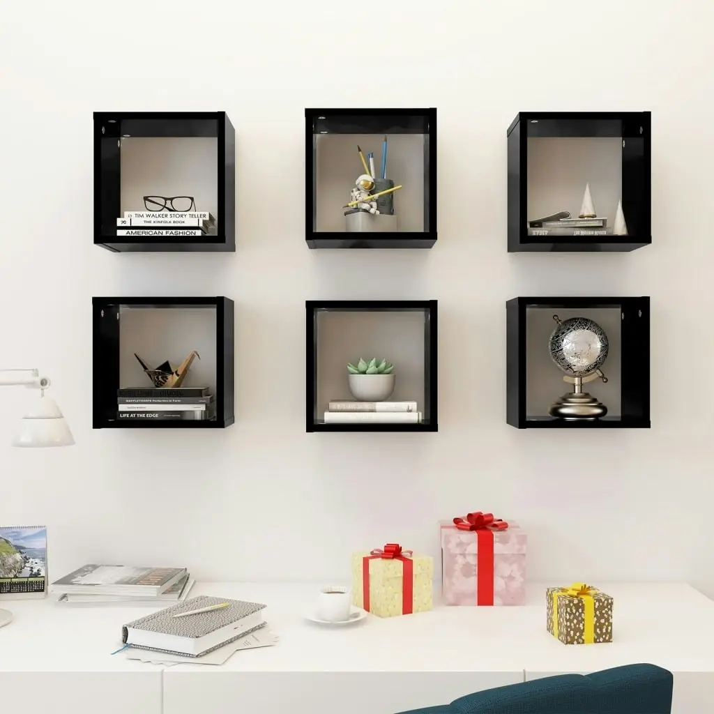 Wall Cube Shelves 6 pcs Black 26x15x26 cm 807030