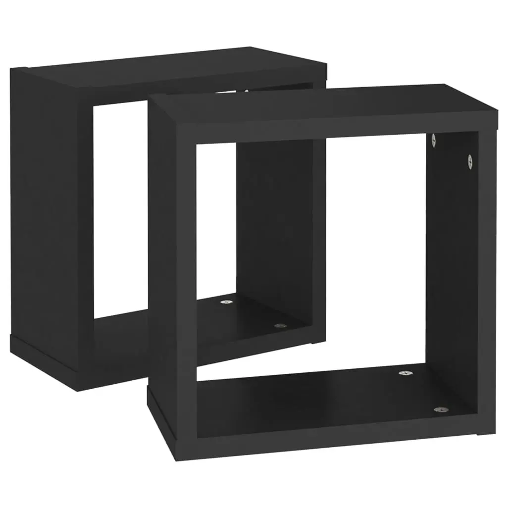 Wall Cube Shelves 2 pcs Black 30x15x30 cm 807001