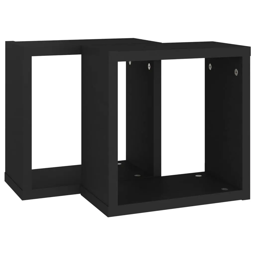 Wall Cube Shelves 2 pcs Black 30x15x30 cm 807001