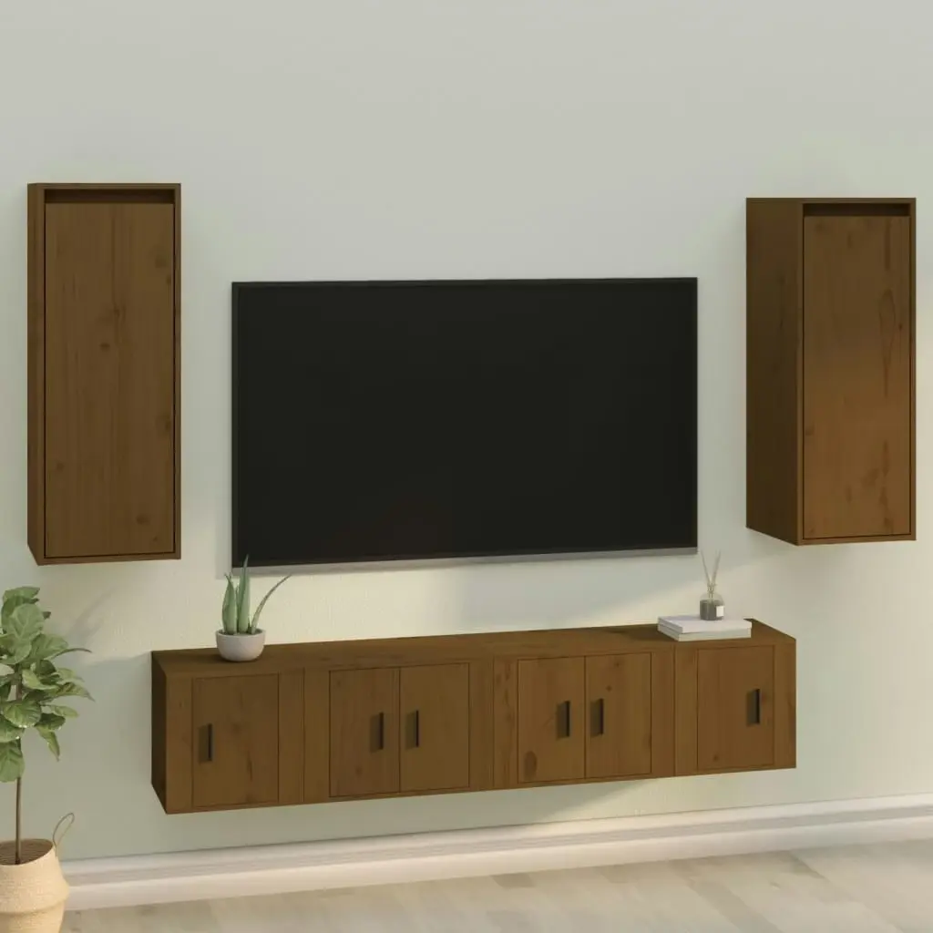 Wall Cabinets 2 pcs Honey Brown 30x30x80 cm Solid Wood Pine 813502