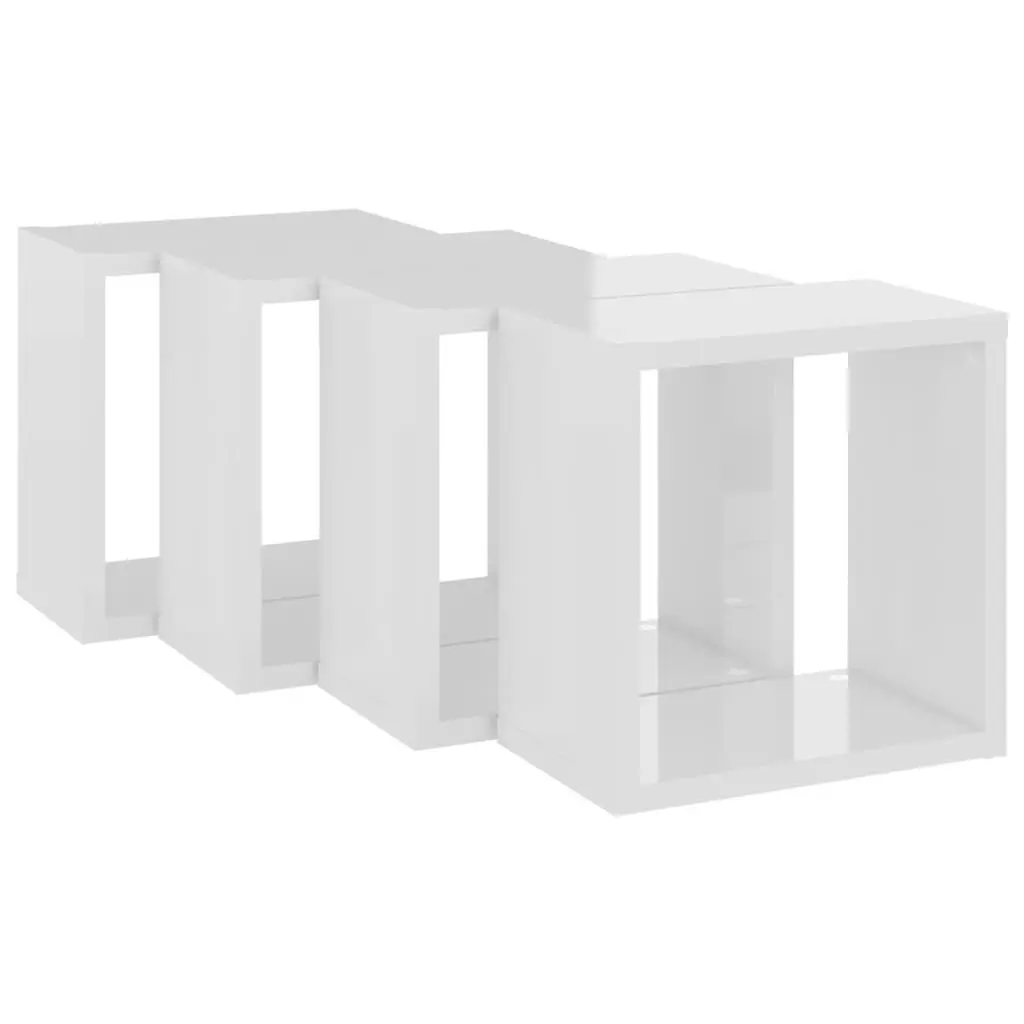 Wall Cube Shelves 4 pcs High Gloss White 26x15x26 cm 807044