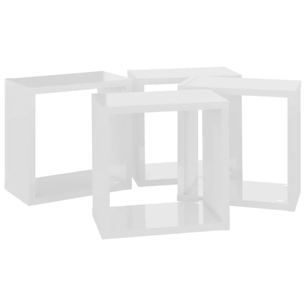 Wall Cube Shelves 4 pcs High Gloss White 26x15x26 cm 807044