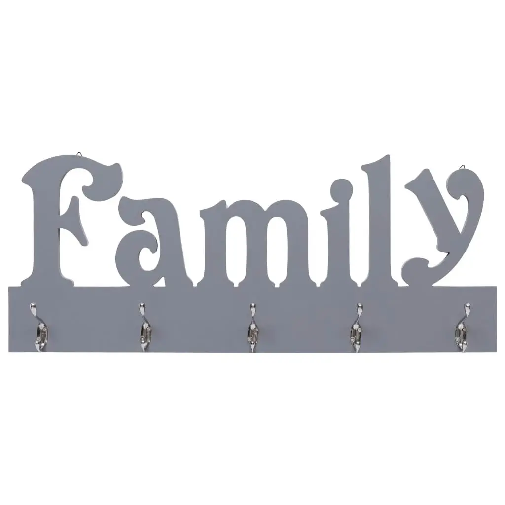 Wall Mounted Coat Rack FAMILY Grey 74x29.5 cm 284246