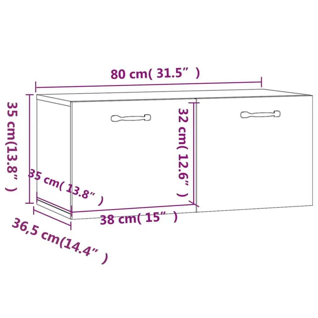 Wall Cabinet High Gloss White 80x36.5x35 cm Engineered Wood 812939