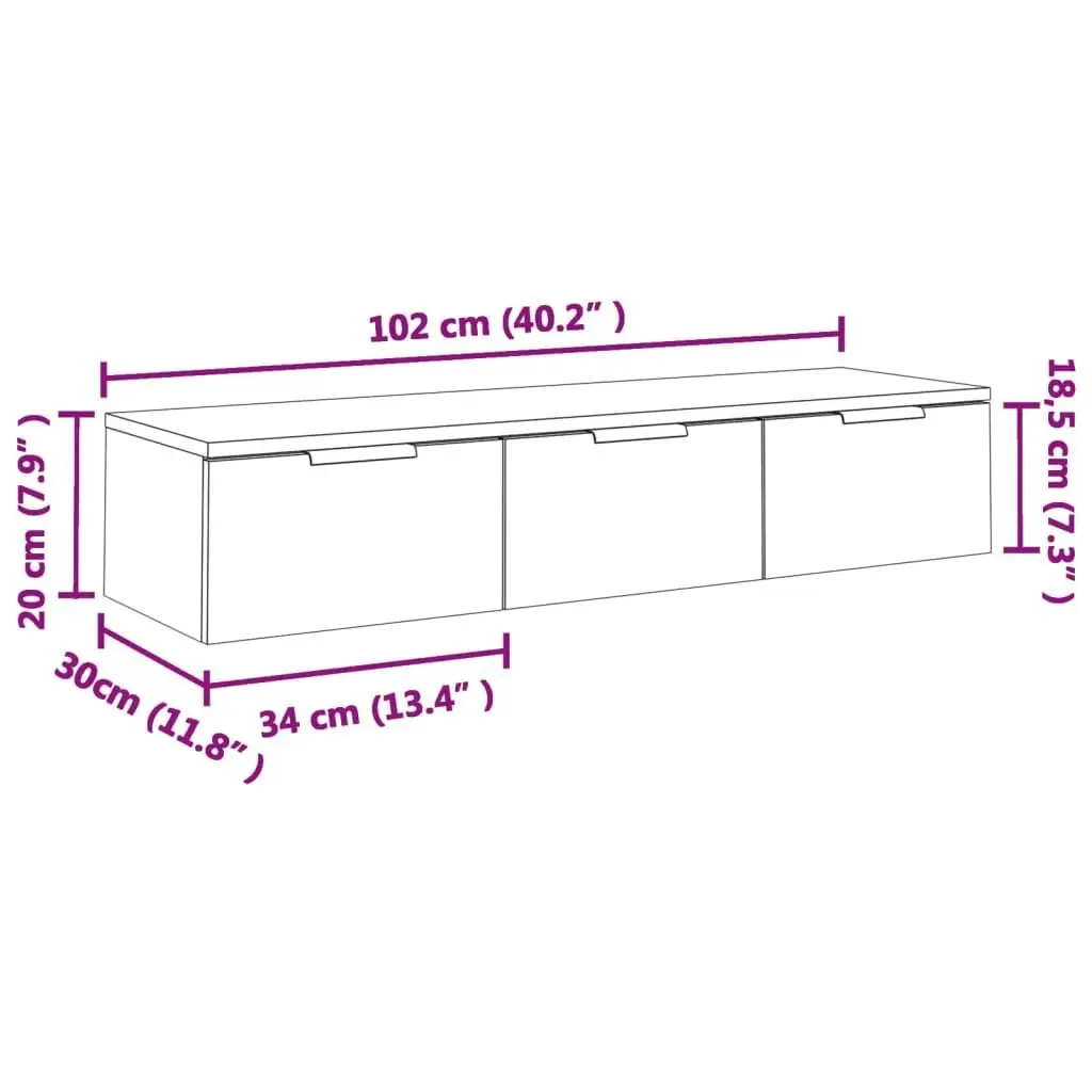 Wall Cabinet White 102x30x20 cm Engineered Wood 811403