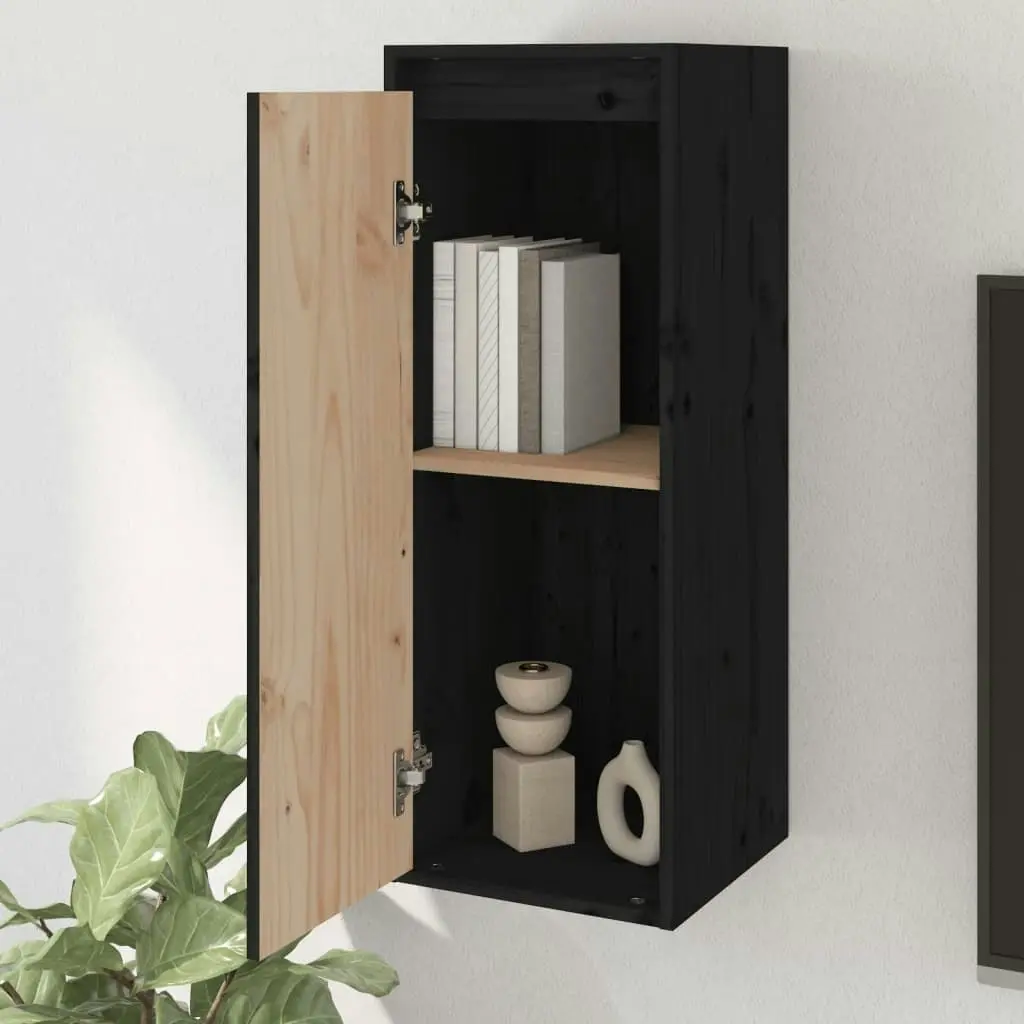 Wall Cabinets 2 pcs Black 30x30x80 cm Solid Wood Pine 813504