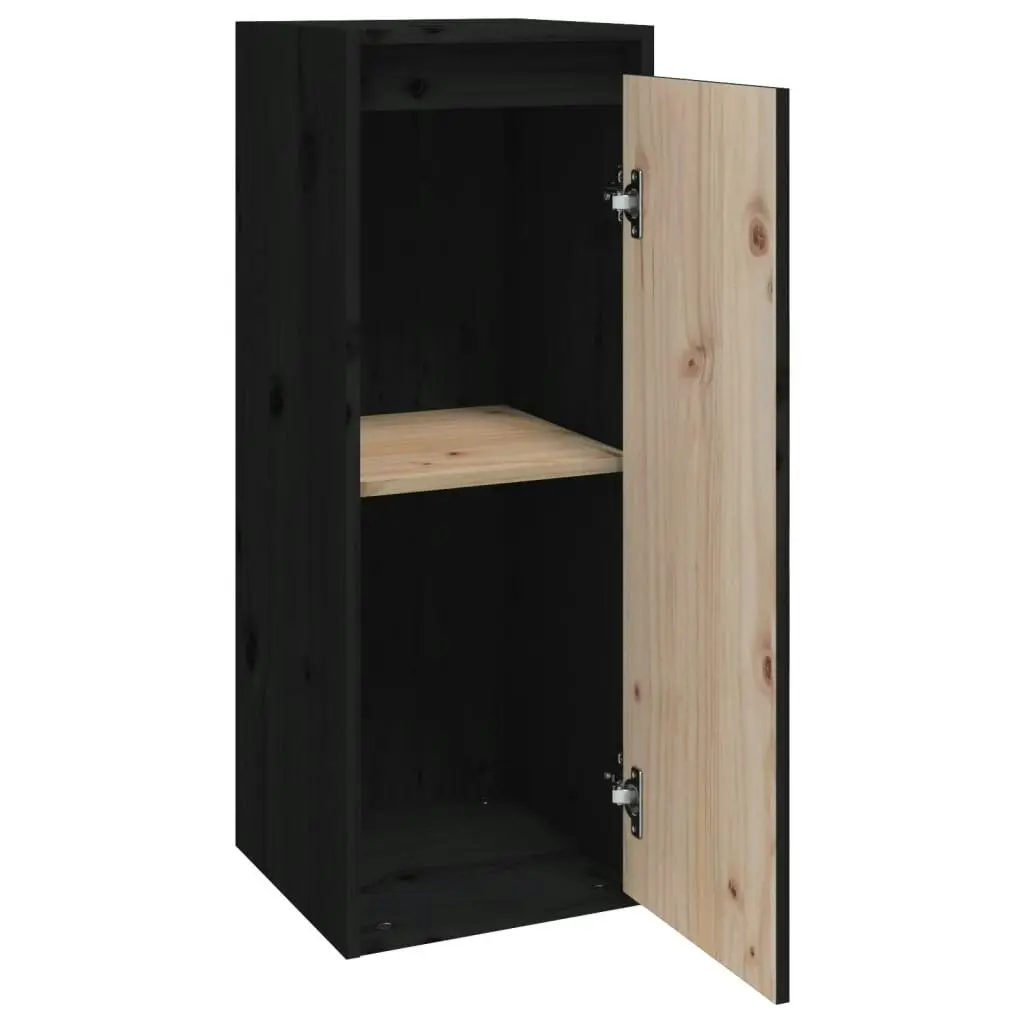 Wall Cabinets 2 pcs Black 30x30x80 cm Solid Wood Pine 813504