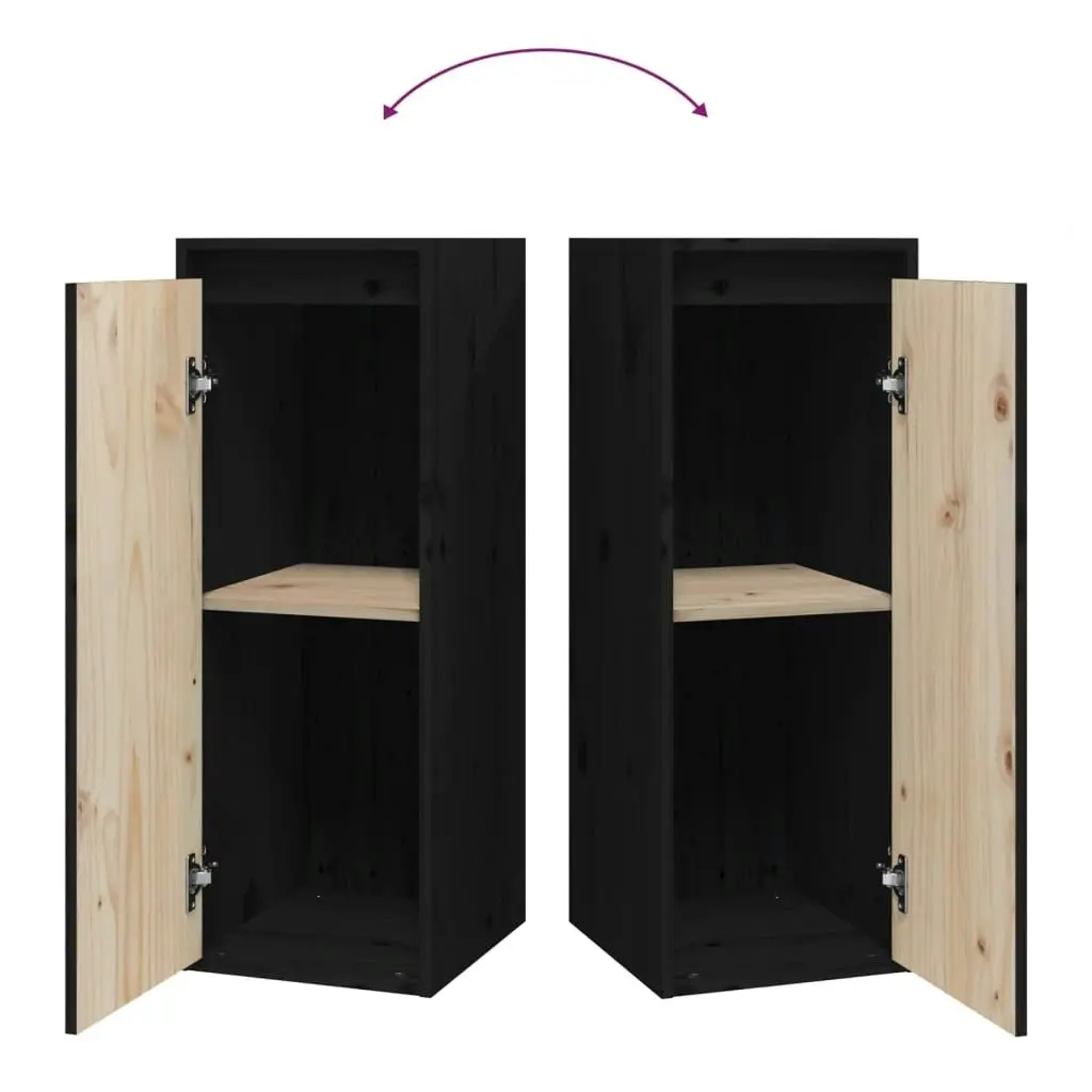 Wall Cabinets 2 pcs Black 30x30x80 cm Solid Wood Pine 813504