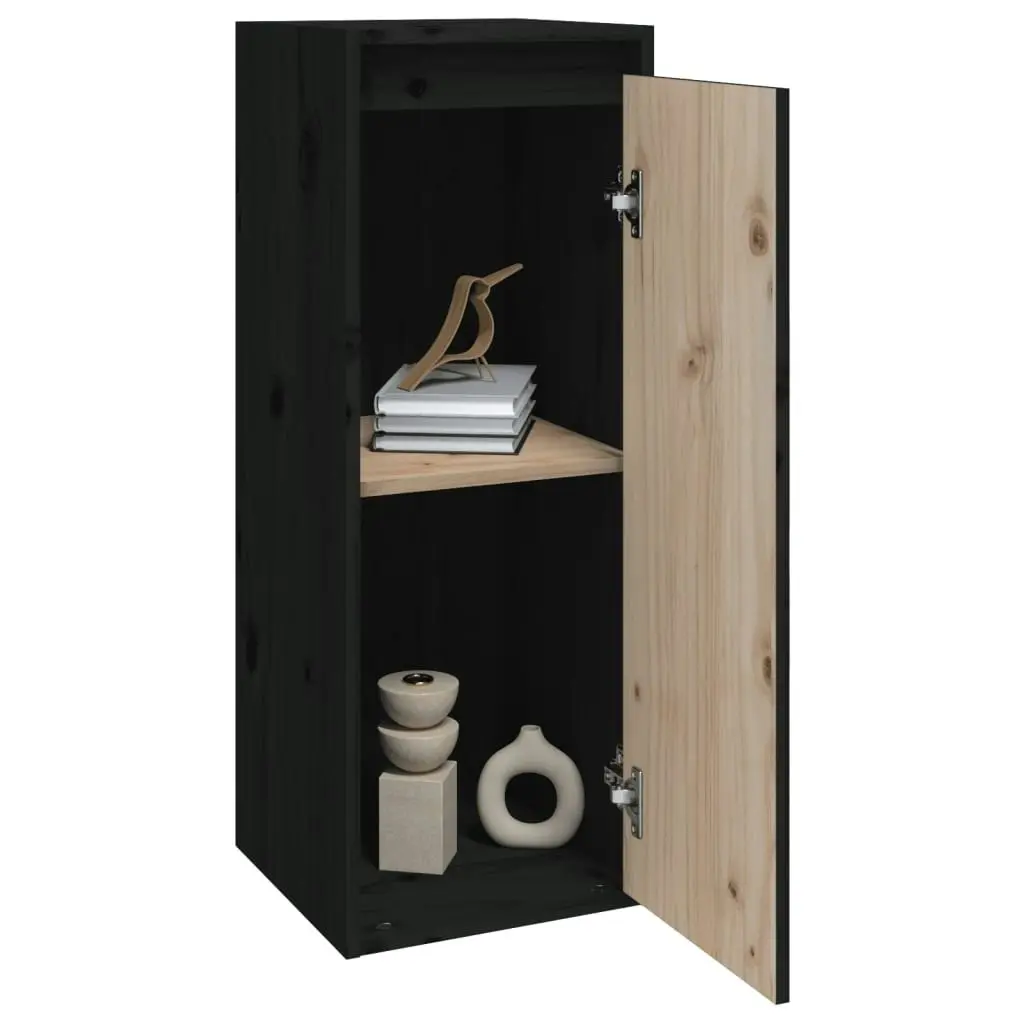 Wall Cabinets 2 pcs Black 30x30x80 cm Solid Wood Pine 813504