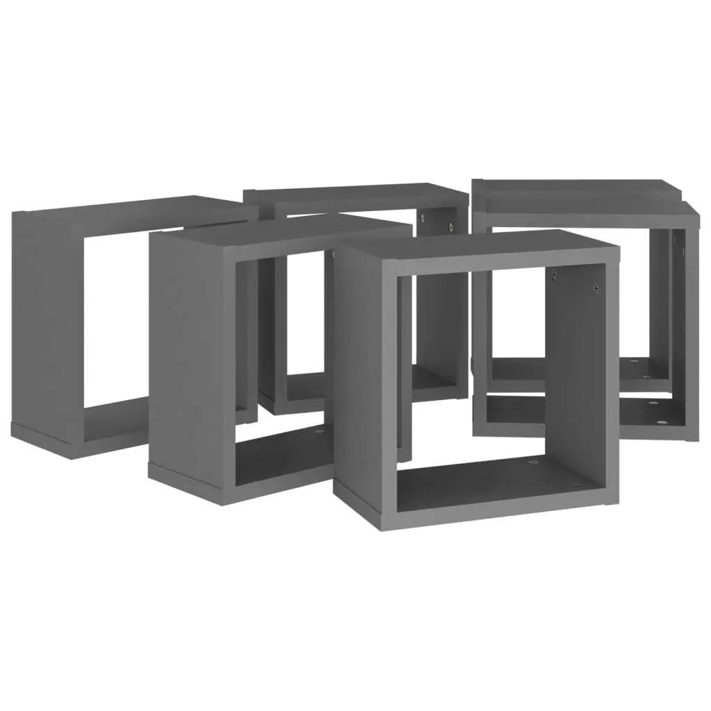 Wall Cube Shelves 6 pcs Grey 30x15x30 cm 807006