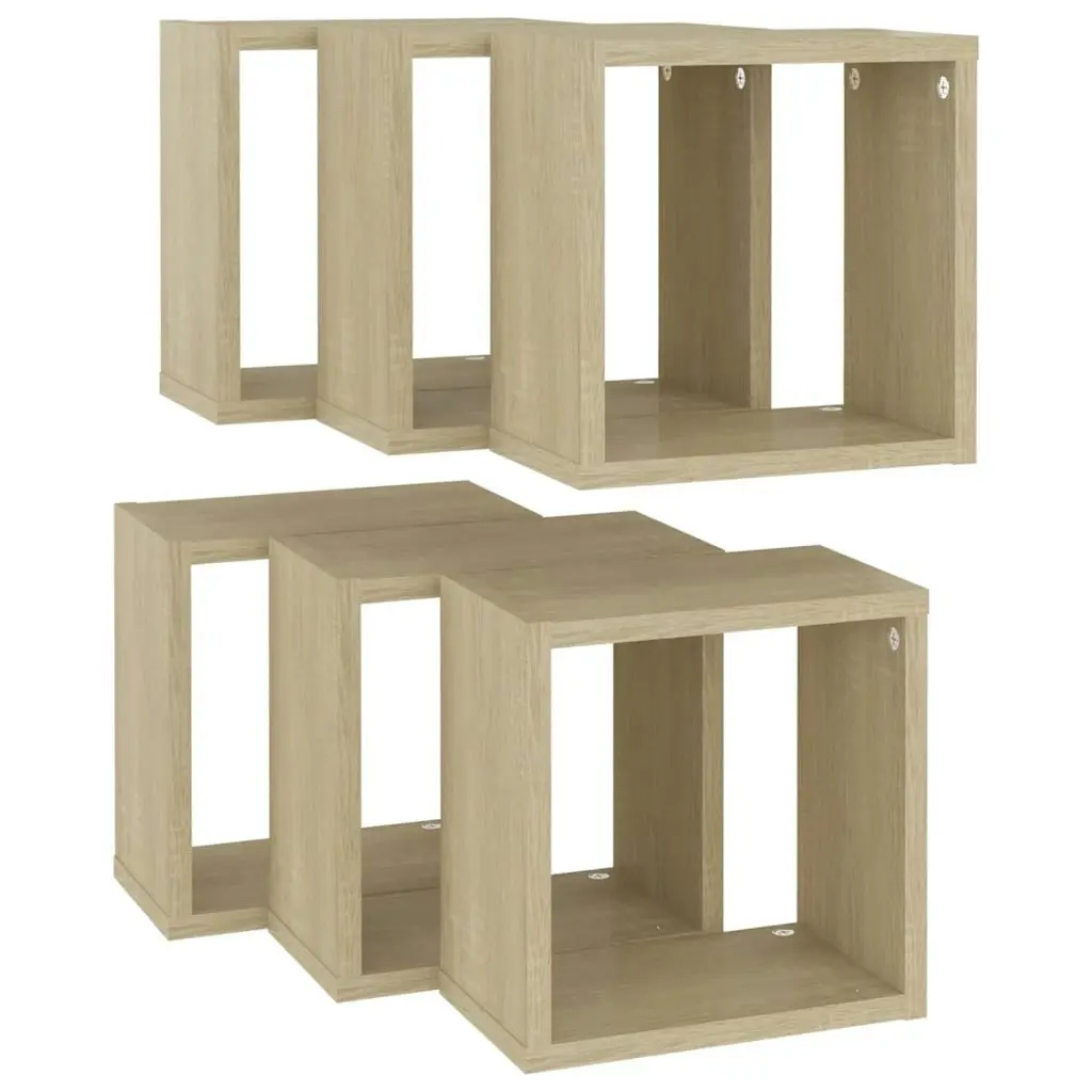 Wall Cube Shelves 6 pcs Sonoma Oak 26x15x26 cm 807036