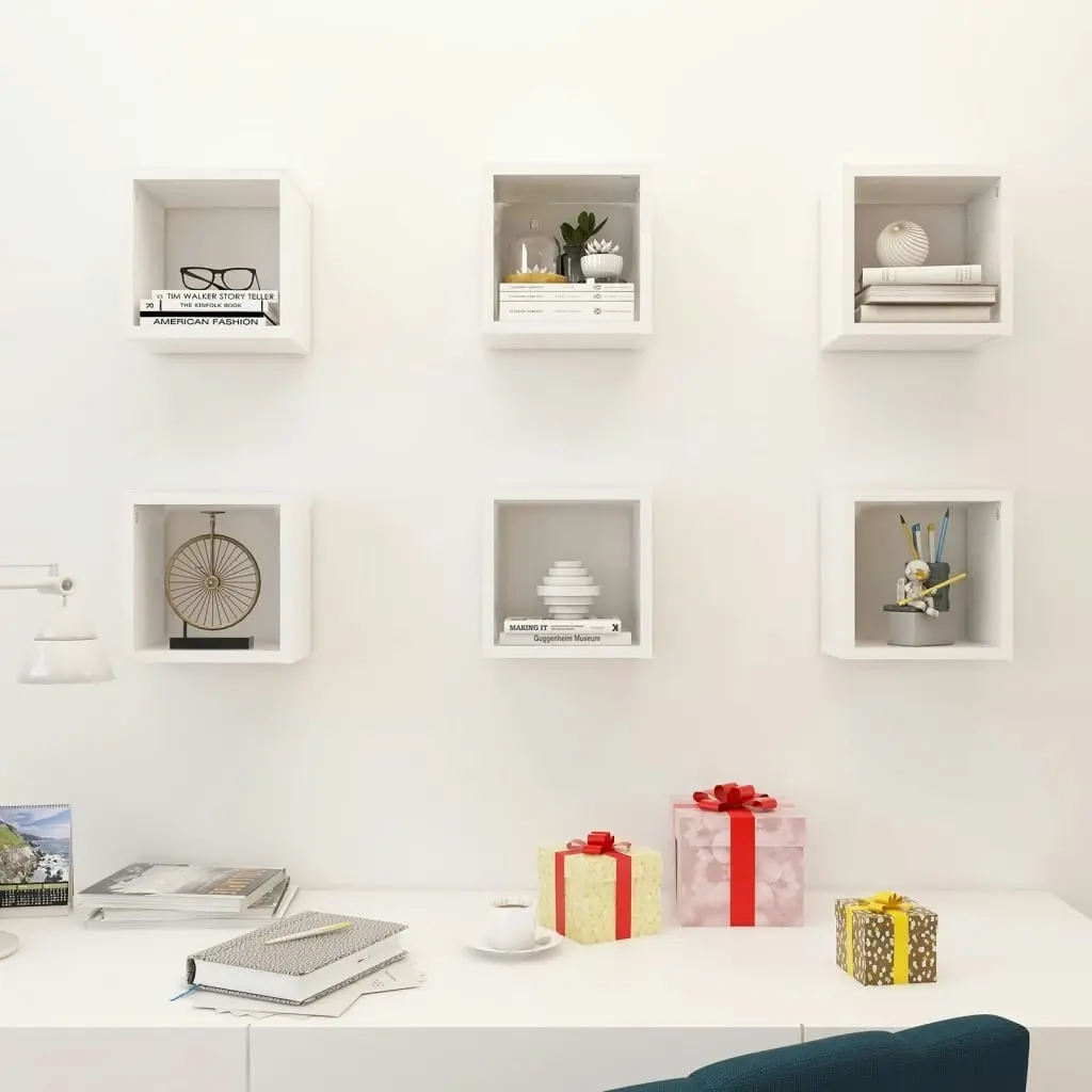 Wall Cube Shelves 6 pcs White 22x15x22 cm 807054