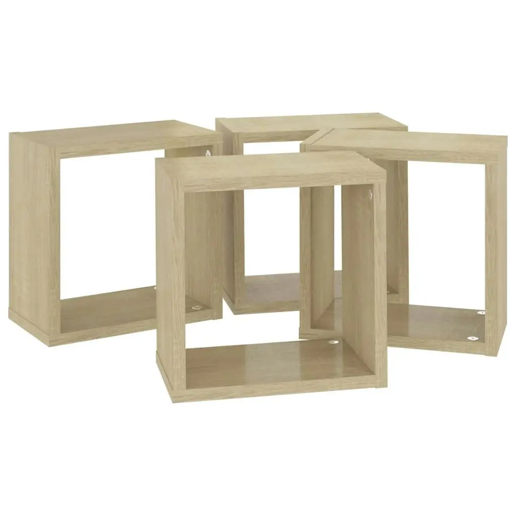 Wall Cube Shelves 4 pcs Sonoma Oak 26x15x26 cm 807035