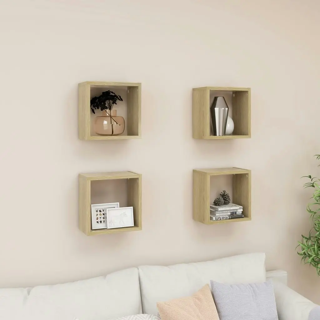 Wall Cube Shelves 4 pcs Sonoma Oak 26x15x26 cm 807035