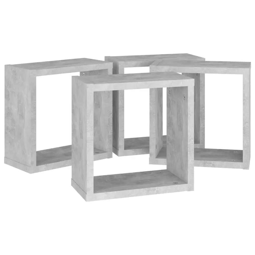 Wall Cube Shelves 4 pcs Concrete Grey 30x15x30 cm 807011