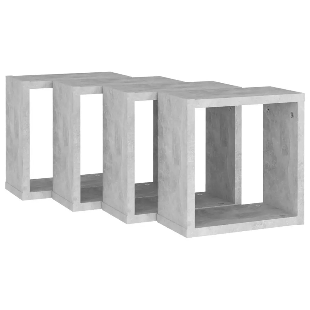 Wall Cube Shelves 4 pcs Concrete Grey 30x15x30 cm 807011