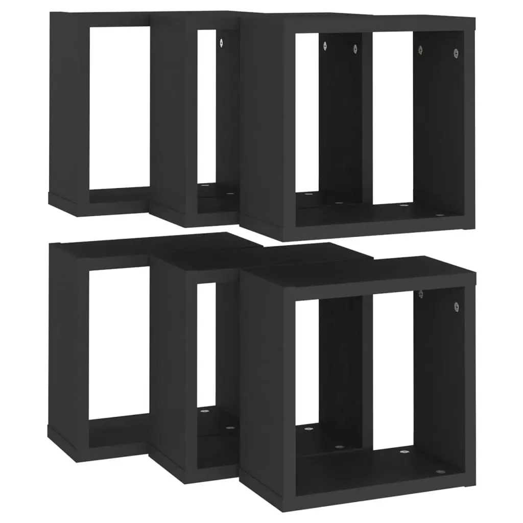 Wall Cube Shelves 6 pcs Black 30x15x30 cm 807003