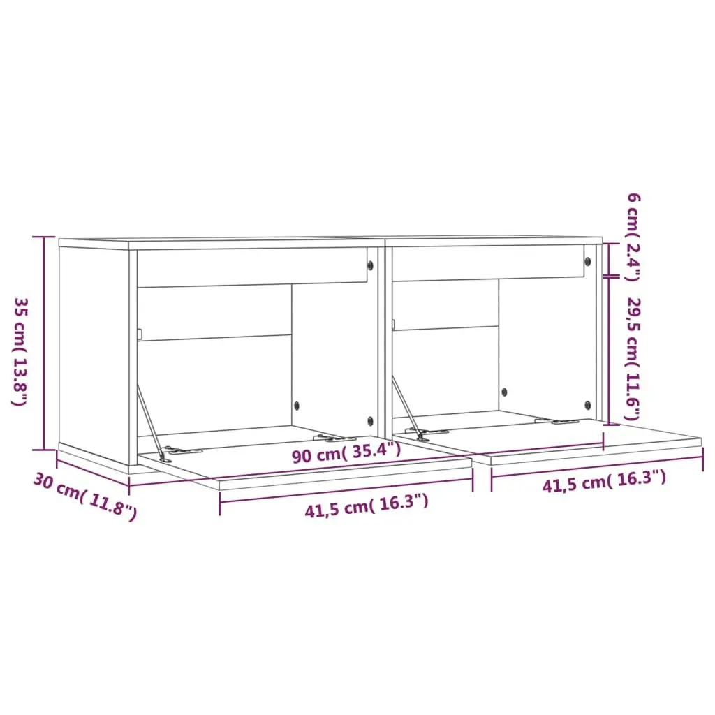 Wall Cabinets 2 pcs 45x30x35 cm Solid Wood Pine 813436