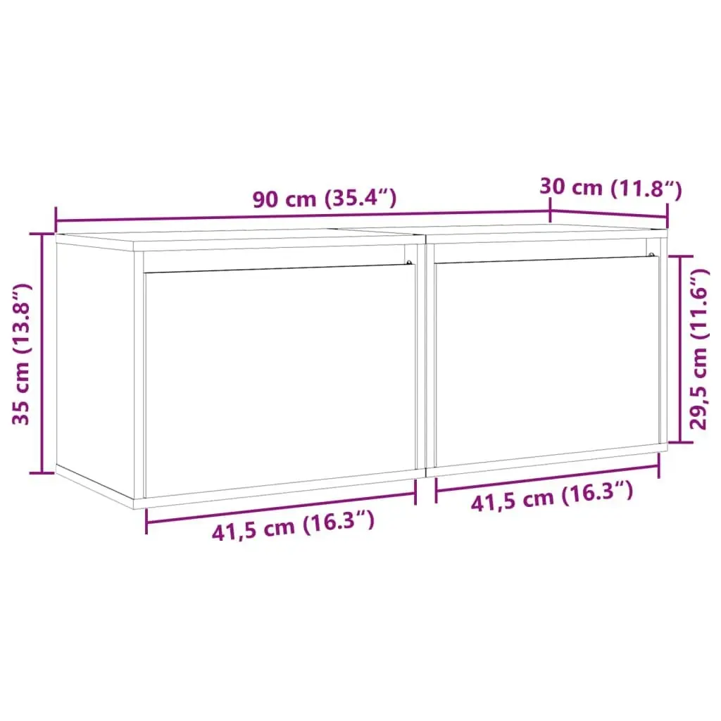 Wall Cabinets 2 pcs 45x30x35 cm Solid Wood Pine 813436